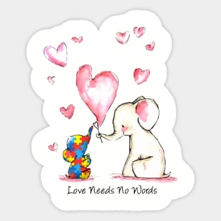 Love Needs No Words The Love Together Between Mom And Son Elephent Mom Autism Sticker